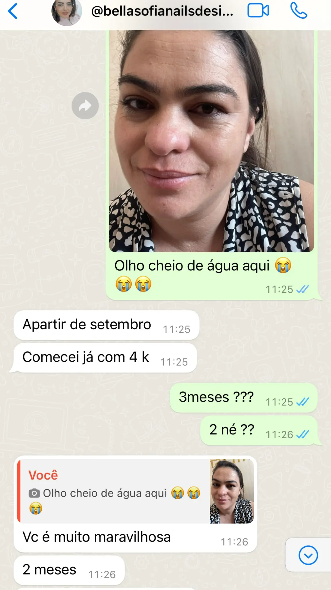 Print de WhatsApp - Prova de resultado